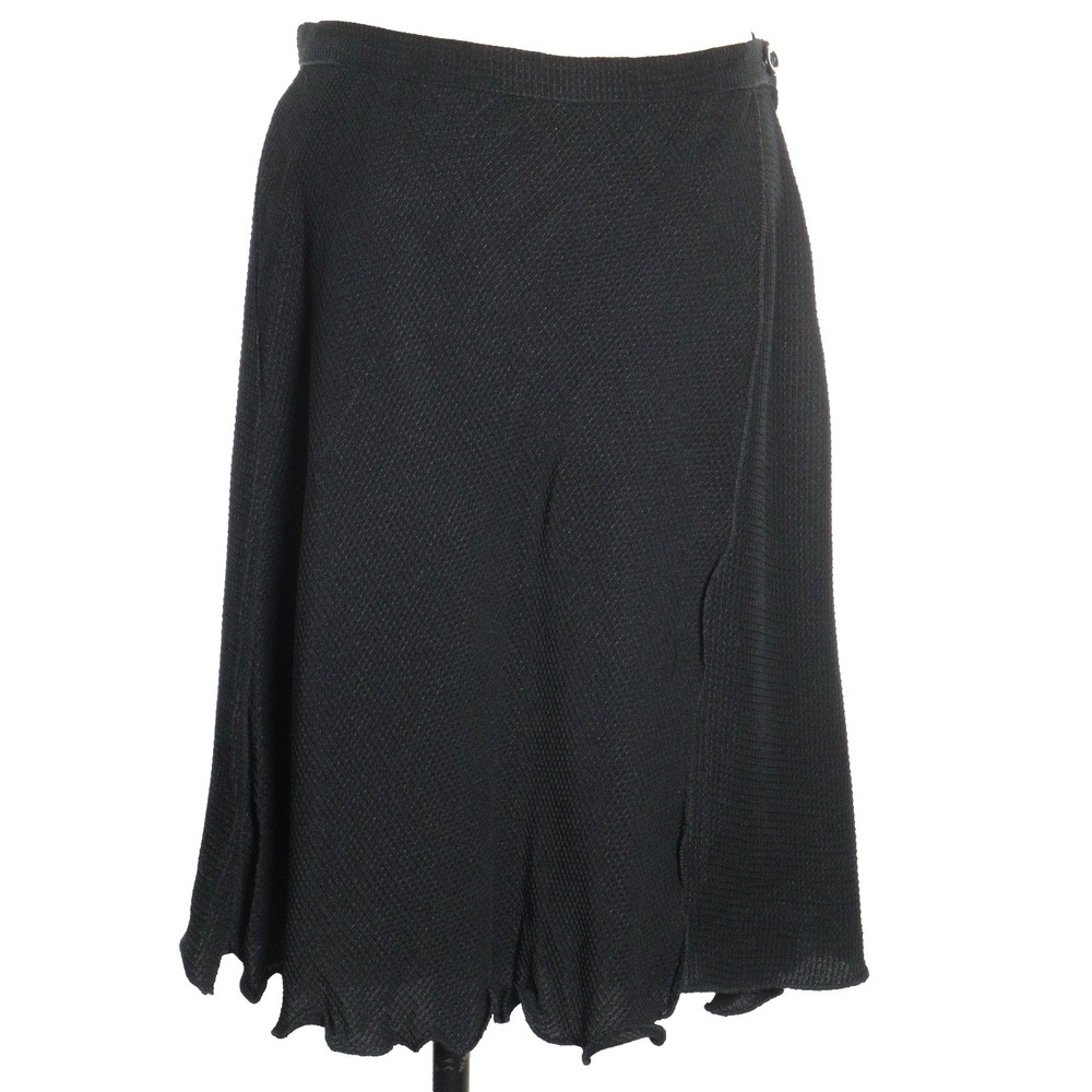 Giorgio Armani Skirt Womens 10 Black Flare Knee Length Italy Side Zip